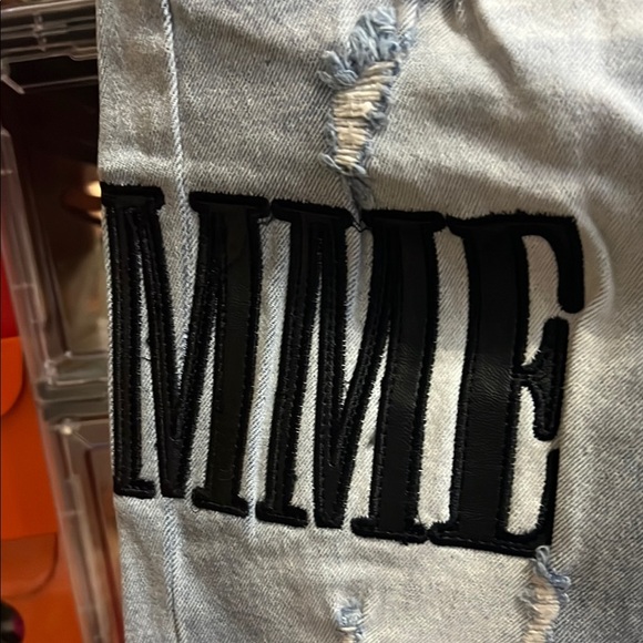 Homme Femme LETTERMAN DENIM BLUE WITH BLACK LETTERS - Picture 6 of 16